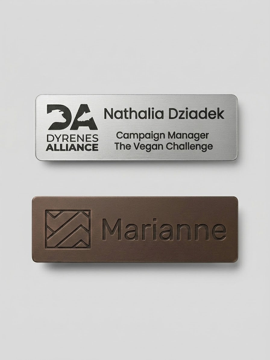 Magnet Navneskilt til Personale - Personligt Navneskilt med Logo